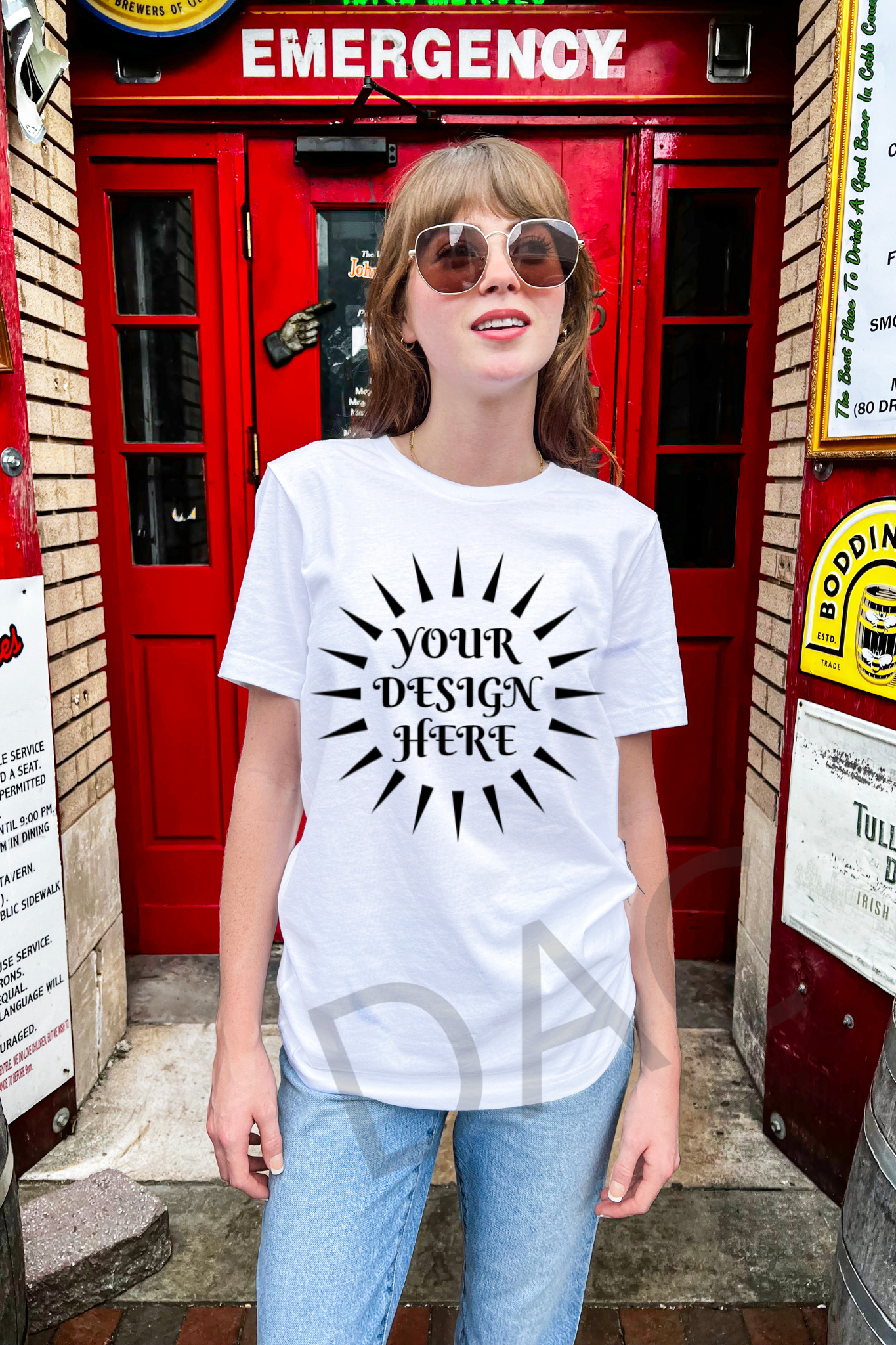 Bella Canvas 3001 White Unisex T-Shirt Female Model Mockup