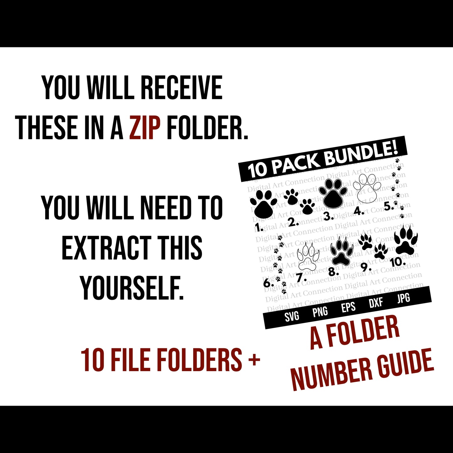 10 Pack Dog and Cat Paw SVG Bundle