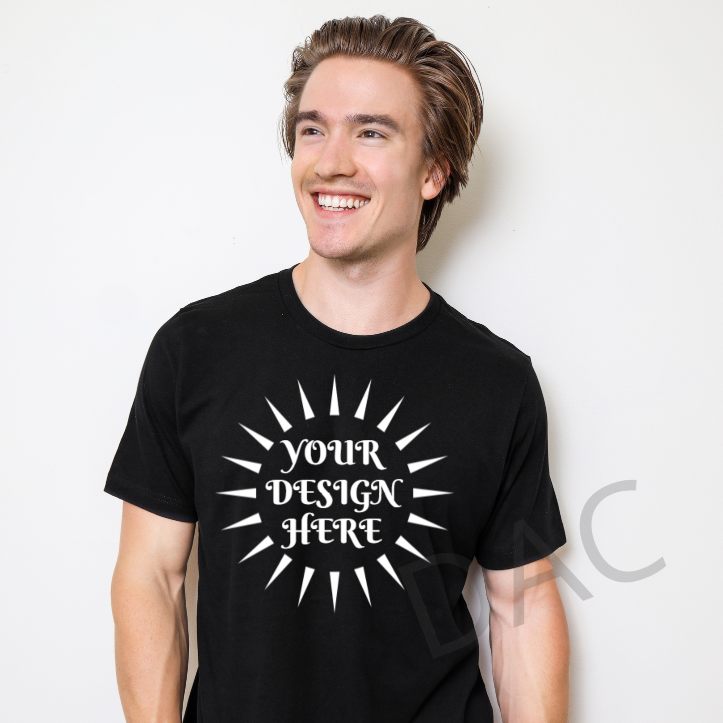 Bella Canvas 3001 Black Unisex T-Shirt Male Model Mockup