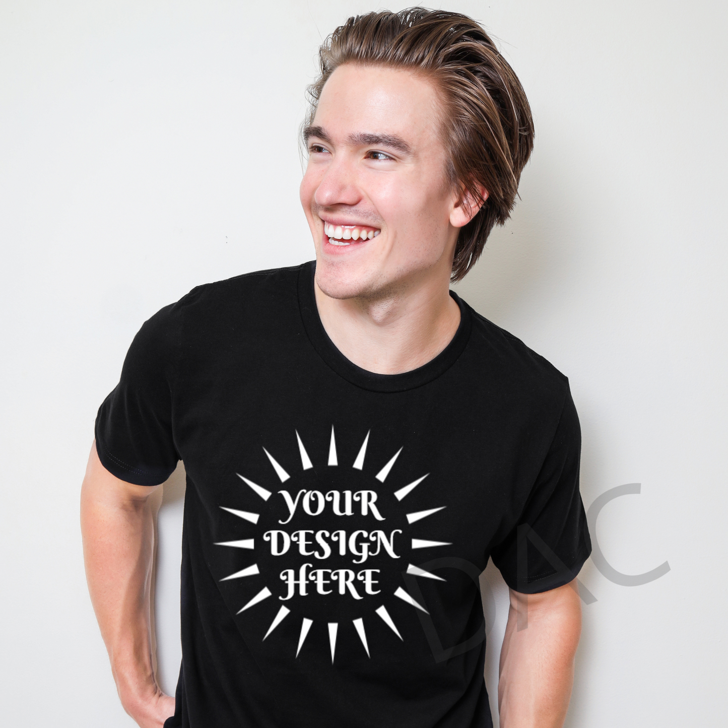 Bella Canvas 3001 Black Unisex T-Shirt Male Model Mockup