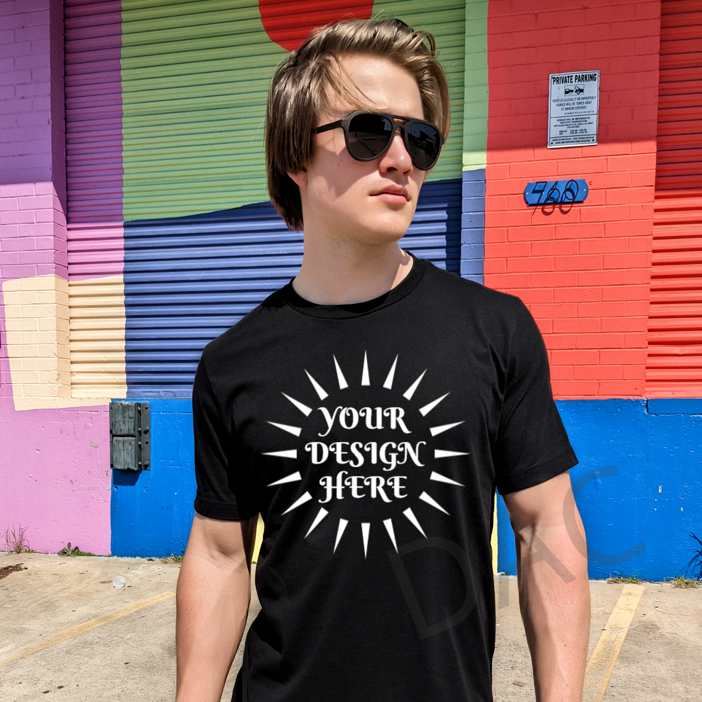 Bella Canvas 3001 Black Unisex T-Shirt Male Model Mockup