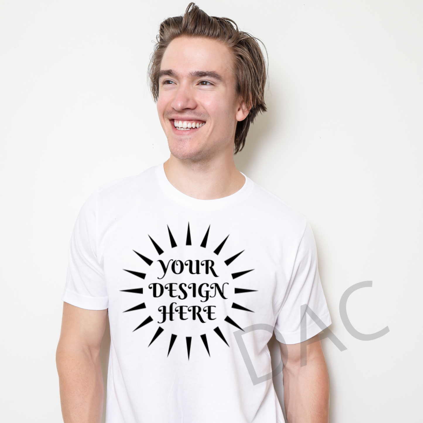 Bella Canvas 3001 White Unisex T-Shirt Male Model Mockup