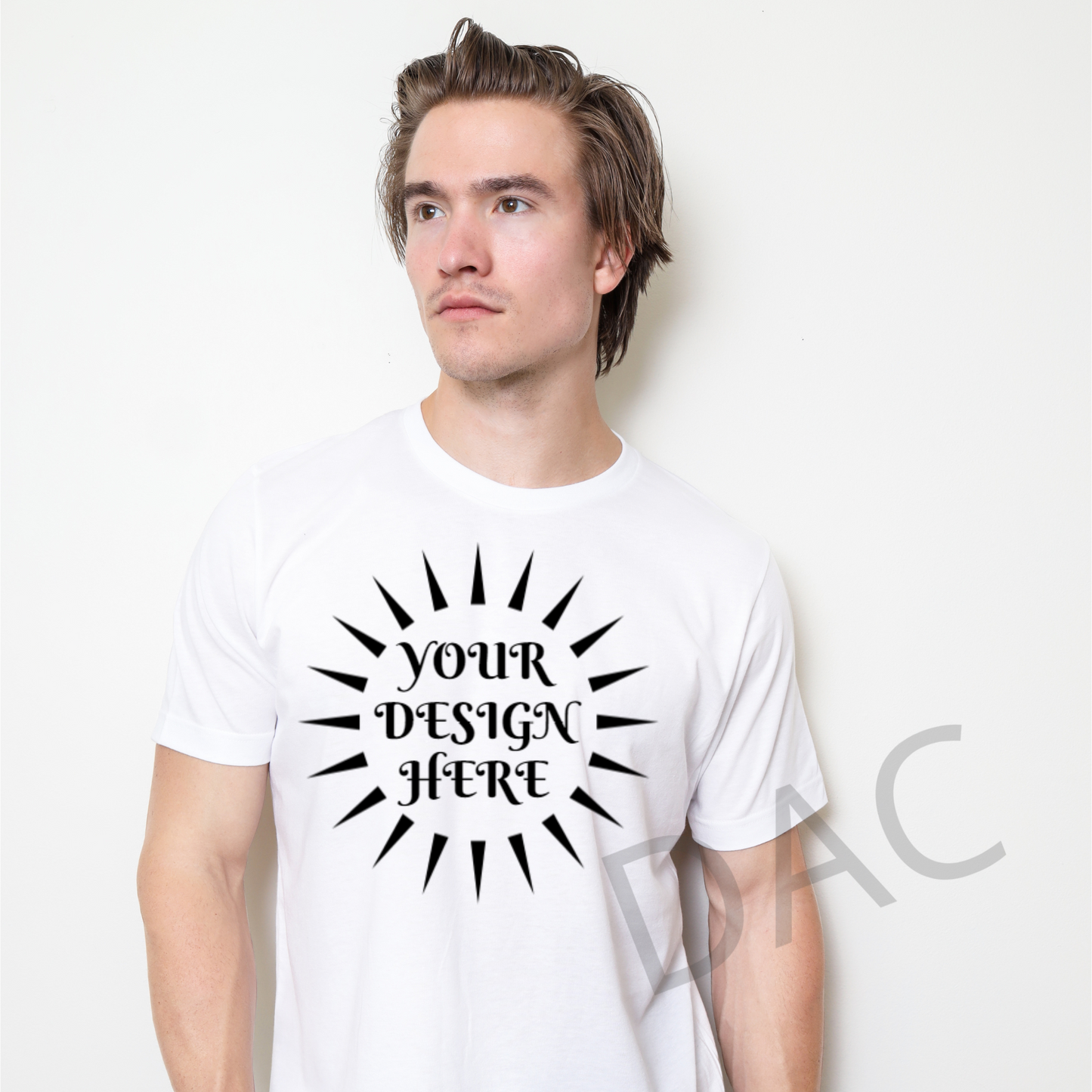 Bella Canvas 3001 White Unisex T-Shirt Male Model Mockup