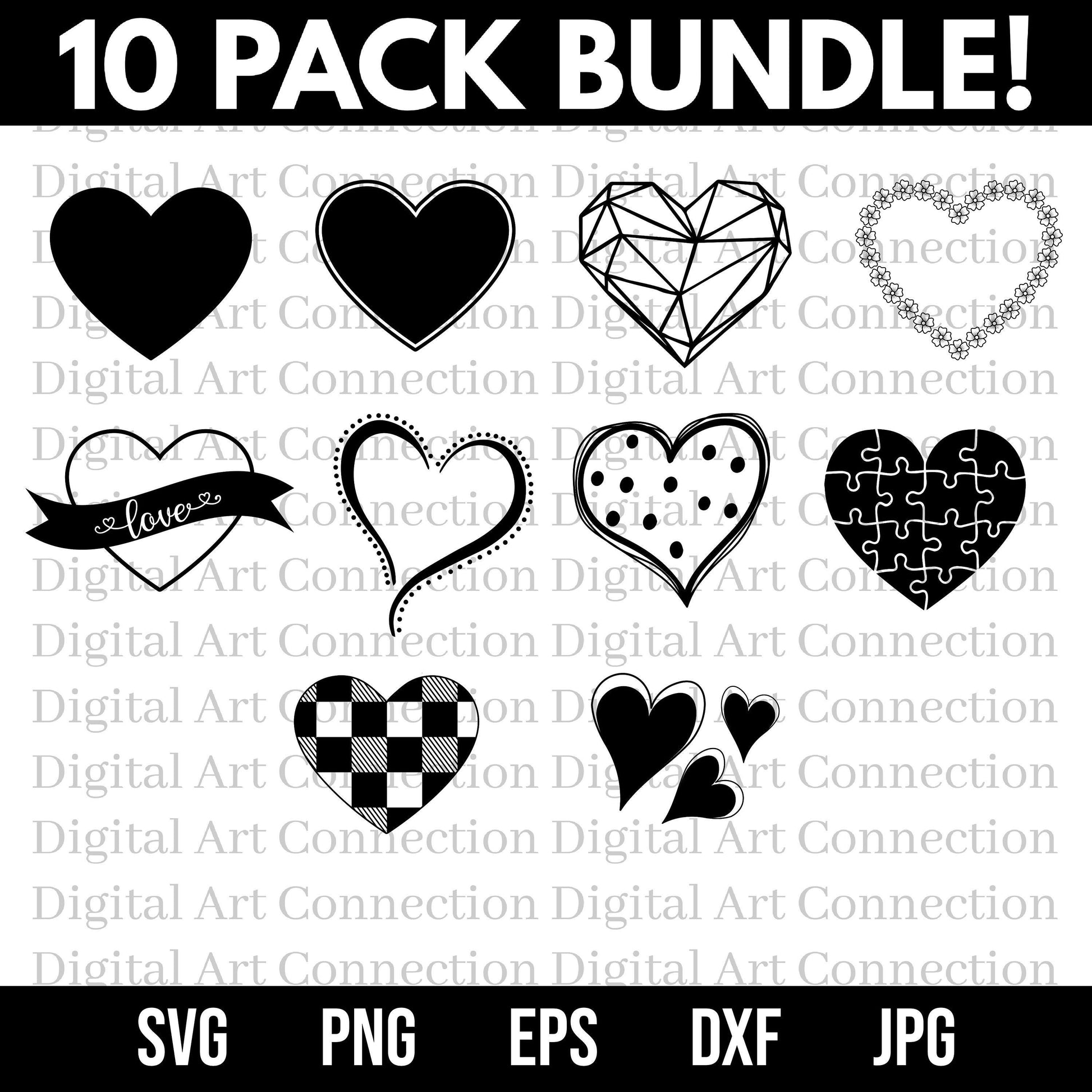 10 Pack Heart SVG Bundle